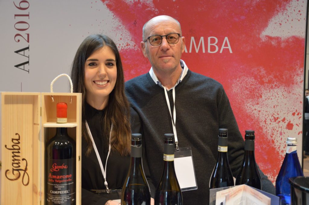 Stella and his dad presenting Amarone 2016 of their family winery Gamba