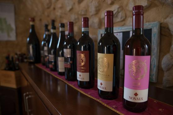 The wines of Novaia in the tasting room